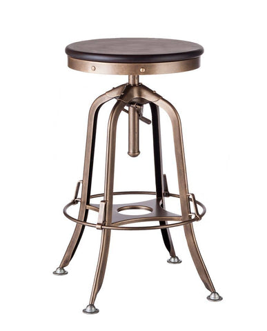 Darrahopens Furniture > Bar Stools & Chairs Industrial Wooden Height Adjustable Swivel Bar Stool - French Brass