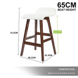 darrahopens Furniture > Bar Stools & Chairs La Bella 2 Set 65cm White Brown Wooden Bar Stool Sophia Leather