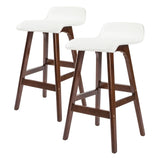 darrahopens Furniture > Bar Stools & Chairs La Bella 2 Set 65cm White Brown Wooden Bar Stool Sophia Leather