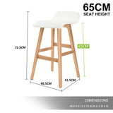 darrahopens Furniture > Bar Stools & Chairs La Bella 2 Set 65cm White Wooden Bar Stool Sophia Leather