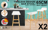 darrahopens Furniture > Bar Stools & Chairs La Bella 2 Set 65cm White Wooden Bar Stool Sophia Leather