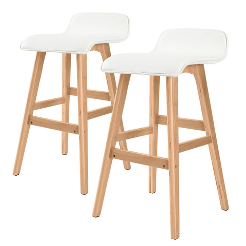 darrahopens Furniture > Bar Stools & Chairs La Bella 2 Set 65cm White Wooden Bar Stool Sophia Leather