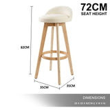 darrahopens Furniture > Bar Stools & Chairs La Bella 2 Set 72cm Beige Wooden Bar Stool Leila Fabric