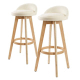darrahopens Furniture > Bar Stools & Chairs La Bella 2 Set 72cm Beige Wooden Bar Stool Leila Fabric