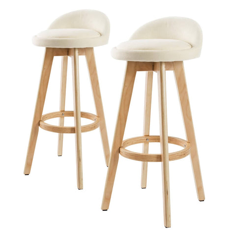 darrahopens Furniture > Bar Stools & Chairs La Bella 2 Set 72cm Beige Wooden Bar Stool Leila Fabric