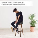 darrahopens Furniture > Bar Stools & Chairs La Bella 2 Set 72cm Black Brown Wooden Bar Stool Leila Leather