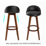 darrahopens Furniture > Bar Stools & Chairs La Bella 2 Set 72cm Black Brown Wooden Bar Stool Leila Leather