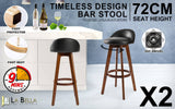 darrahopens Furniture > Bar Stools & Chairs La Bella 2 Set 72cm Black Brown Wooden Bar Stool Leila Leather