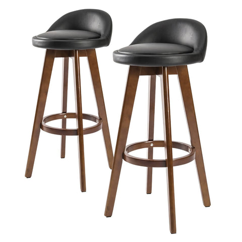 darrahopens Furniture > Bar Stools & Chairs La Bella 2 Set 72cm Black Brown Wooden Bar Stool Leila Leather