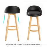 darrahopens Furniture > Bar Stools & Chairs La Bella 2 Set 72cm Black Wooden Bar Stool Leila Leather