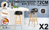 darrahopens Furniture > Bar Stools & Chairs La Bella 2 Set 72cm Black Wooden Bar Stool Leila Leather