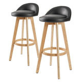 darrahopens Furniture > Bar Stools & Chairs La Bella 2 Set 72cm Black Wooden Bar Stool Leila Leather