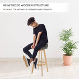 darrahopens Furniture > Bar Stools & Chairs La Bella 2 Set 72cm Grey Wooden Bar Stool Leila Fabric