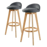 darrahopens Furniture > Bar Stools & Chairs La Bella 2 Set 72cm Grey Wooden Bar Stool Leila Fabric