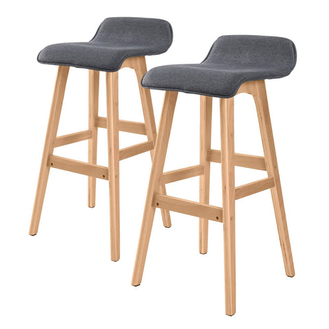 darrahopens Furniture > Bar Stools & Chairs La Bella 2 Set 74cm Grey Wooden Bar Stool Sophia Fabric