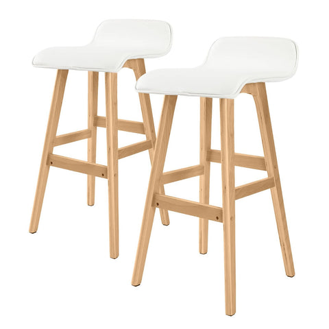 darrahopens Furniture > Bar Stools & Chairs La Bella 2 Set 74cm White Wooden Bar Stool Sophia Leather
