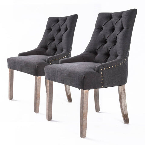 darrahopens Furniture > Bar Stools & Chairs La Bella 2 Set Black (Charcoal) French Provincial Dining Chair Amour Oak Leg