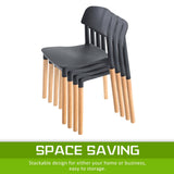 darrahopens Furniture > Bar Stools & Chairs La Bella 2 Set Black Retro Belloch Stackable Dining Cafe Chair