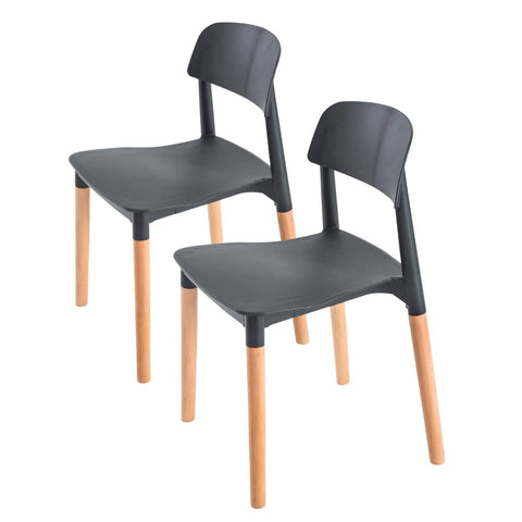 darrahopens Furniture > Bar Stools & Chairs La Bella 2 Set Black Retro Belloch Stackable Dining Cafe Chair