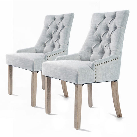 darrahopens Furniture > Bar Stools & Chairs La Bella 2 Set Grey French Provincial Dining Chair Amour Oak Leg