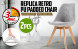 darrahopens Furniture > Bar Stools & Chairs La Bella 2 Set Grey Retro Dining Cafe Chair Padded Seat