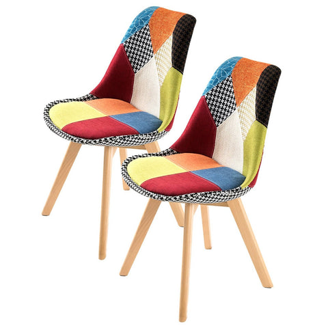 darrahopens Furniture > Bar Stools & Chairs La Bella 2 Set Multi Colour Retro Dining Cafe Chair Padded Seat