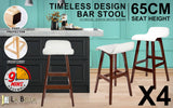 darrahopens Furniture > Bar Stools & Chairs La Bella 4 Set 65cm White Brown Wooden Bar Stool Sophia Leather