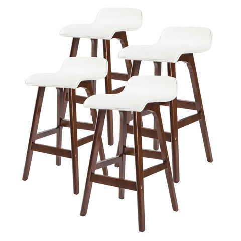darrahopens Furniture > Bar Stools & Chairs La Bella 4 Set 65cm White Brown Wooden Bar Stool Sophia Leather