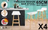 darrahopens Furniture > Bar Stools & Chairs La Bella 4 Set 65cm White Wooden Bar Stool Sophia Leather