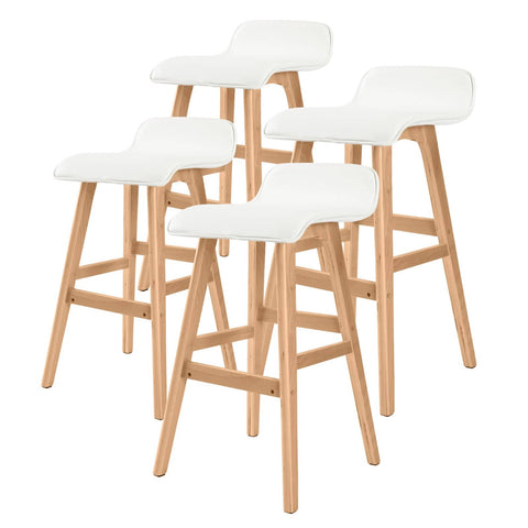 darrahopens Furniture > Bar Stools & Chairs La Bella 4 Set 65cm White Wooden Bar Stool Sophia Leather