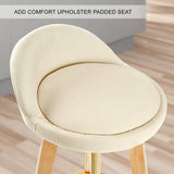 darrahopens Furniture > Bar Stools & Chairs La Bella 4 Set 72cm Beige Wooden Bar Stool Leila Fabric