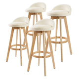 darrahopens Furniture > Bar Stools & Chairs La Bella 4 Set 72cm Beige Wooden Bar Stool Leila Fabric