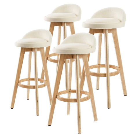 darrahopens Furniture > Bar Stools & Chairs La Bella 4 Set 72cm Beige Wooden Bar Stool Leila Fabric