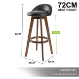 darrahopens Furniture > Bar Stools & Chairs La Bella 4 Set 72cm Black Brown Wooden Bar Stool Leila Leather