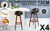 darrahopens Furniture > Bar Stools & Chairs La Bella 4 Set 72cm Black Brown Wooden Bar Stool Leila Leather