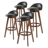 darrahopens Furniture > Bar Stools & Chairs La Bella 4 Set 72cm Black Brown Wooden Bar Stool Leila Leather