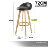 darrahopens Furniture > Bar Stools & Chairs La Bella 4 Set 72cm Black Wooden Bar Stool Leila Leather