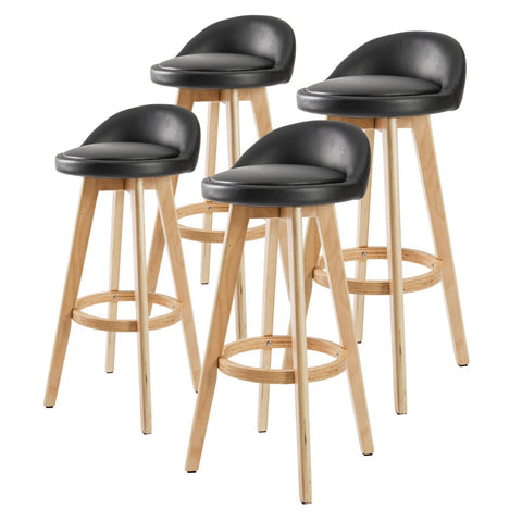 darrahopens Furniture > Bar Stools & Chairs La Bella 4 Set 72cm Black Wooden Bar Stool Leila Leather