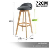 darrahopens Furniture > Bar Stools & Chairs La Bella 4 Set 72cm Grey Wooden Bar Stool Leila Fabric