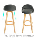 darrahopens Furniture > Bar Stools & Chairs La Bella 4 Set 72cm Grey Wooden Bar Stool Leila Fabric