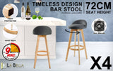 darrahopens Furniture > Bar Stools & Chairs La Bella 4 Set 72cm Grey Wooden Bar Stool Leila Fabric