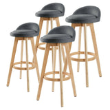 darrahopens Furniture > Bar Stools & Chairs La Bella 4 Set 72cm Grey Wooden Bar Stool Leila Fabric
