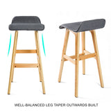 darrahopens Furniture > Bar Stools & Chairs La Bella 4 Set 74cm Grey Wooden Bar Stool Sophia Fabric