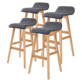 darrahopens Furniture > Bar Stools & Chairs La Bella 4 Set 74cm Grey Wooden Bar Stool Sophia Fabric