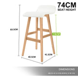 darrahopens Furniture > Bar Stools & Chairs La Bella 4 Set 74cm White Wooden Bar Stool Sophia Leather