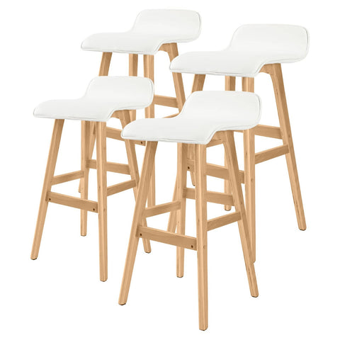 darrahopens Furniture > Bar Stools & Chairs La Bella 4 Set 74cm White Wooden Bar Stool Sophia Leather