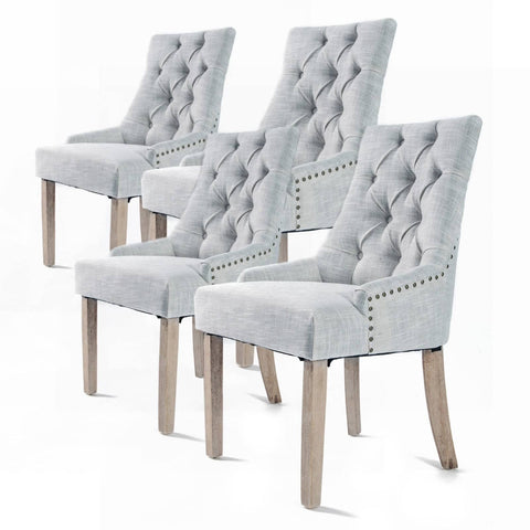 darrahopens Furniture > Bar Stools & Chairs La Bella 4 Set Grey French Provincial Dining Chair Amour Oak Leg