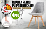 darrahopens Furniture > Bar Stools & Chairs La Bella 4 Set Grey Retro Dining Cafe Chair Padded Seat