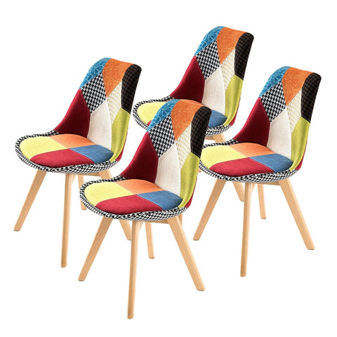 darrahopens Furniture > Bar Stools & Chairs La Bella 4 Set Multi Colour Retro Dining Cafe Chair Padded Seat