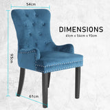 darrahopens Furniture > Bar Stools & Chairs La Bella 4 Set Navy Blue French Provincial Dining Chair Ring Studded Lisse Velvet Rubberwood